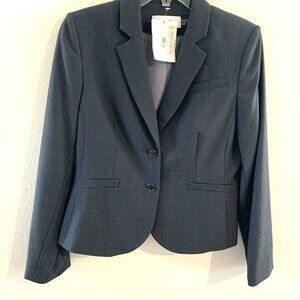 Calvin Klein Blazer Jacket Petites Womens Gray Two Button Career NWOT